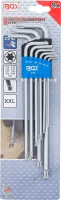 Derékszögű kulcs készlet | extra hosszú | T-profil (Torx) gömbfejes | T10 - T50 | 9 darabos