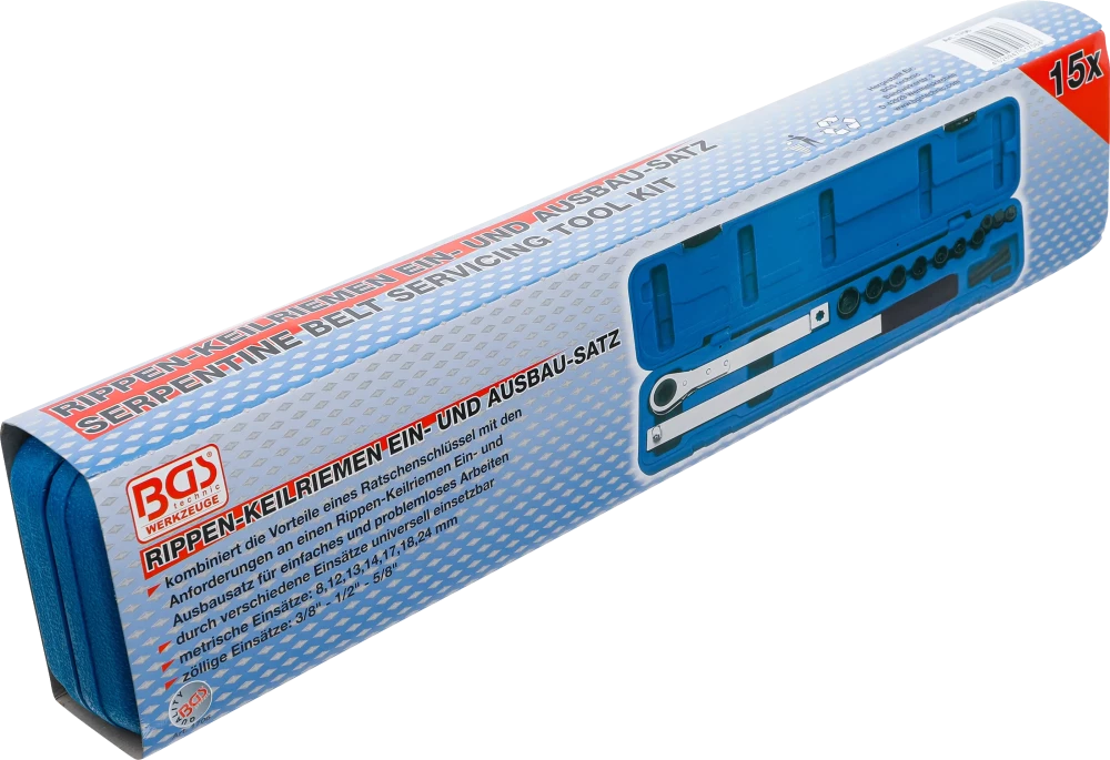 Bordás ékszíj be- és kiszerelőkészlet | 10 mm (3/8") + 12,5 mm (1/2")