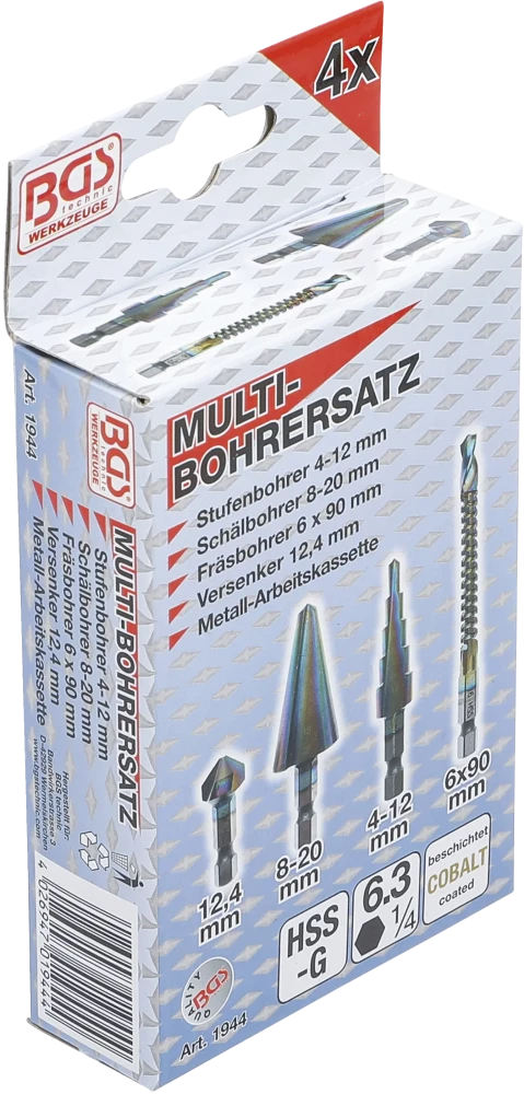 Többszörös fúrókészlet | HSS-G | 4 darabos