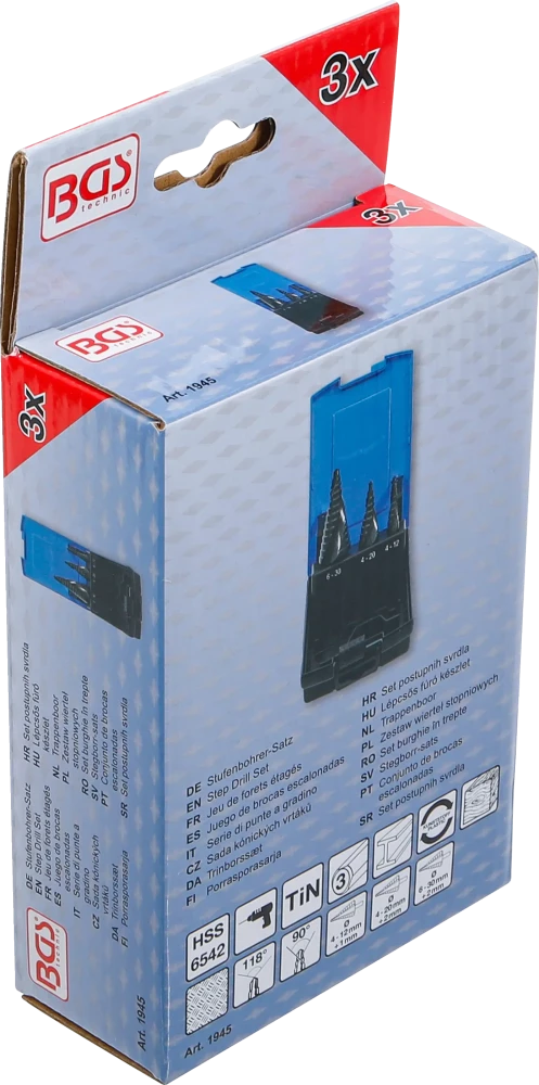 Lépcsős fúró készlet | Ø 4 - 30 mm | 3 darabos