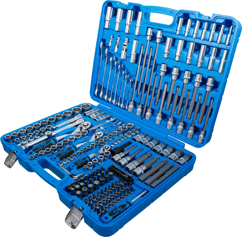 Dugókulcskészlet, hatszögletű | 6,3 mm (1/4") / 10 mm (3/8") / 12,5 mm (1/2") | 214 darabos