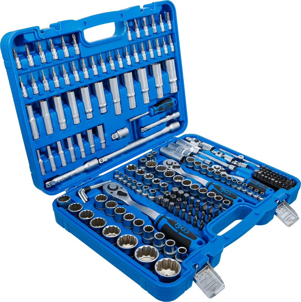 Dugókulcskészlet, tizenkétszögletű | 6,3 mm (1/4") / 10 mm (3/8") / 12,5 mm (1/2") | 192 darabos