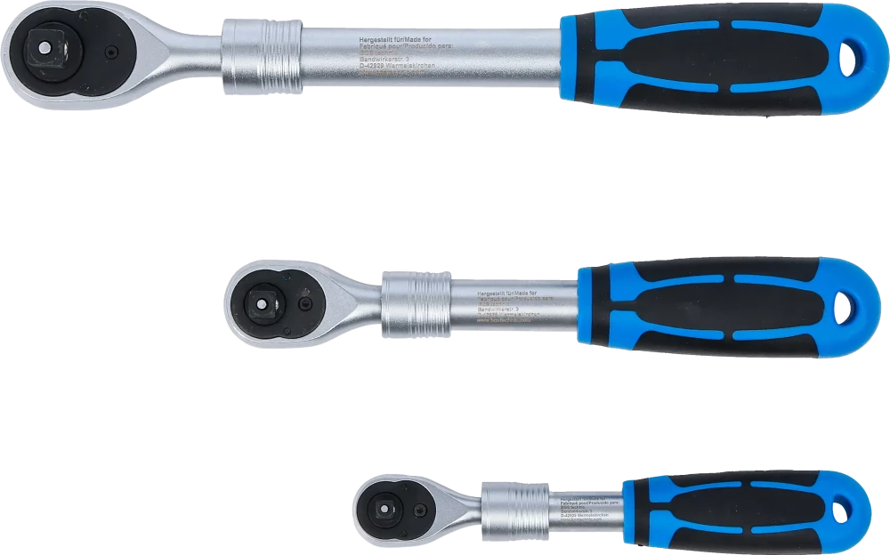 Racsnis kulcs készlet | kihúzható | 6,3 mm (1/4") - 10 mm (3/8") - 12,5 mm (1/2") | 3 darabos