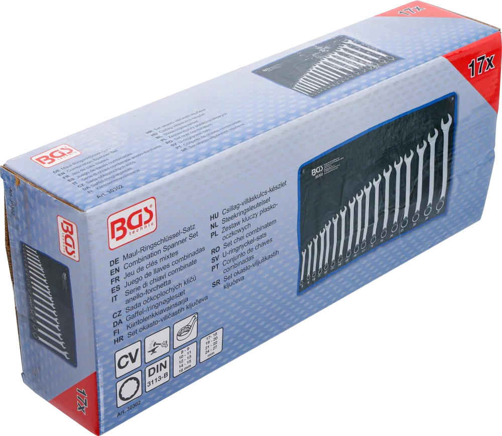 Csillag-villáskulcs-készlet | hajlított | 8 - 27 mm | 17 darabos