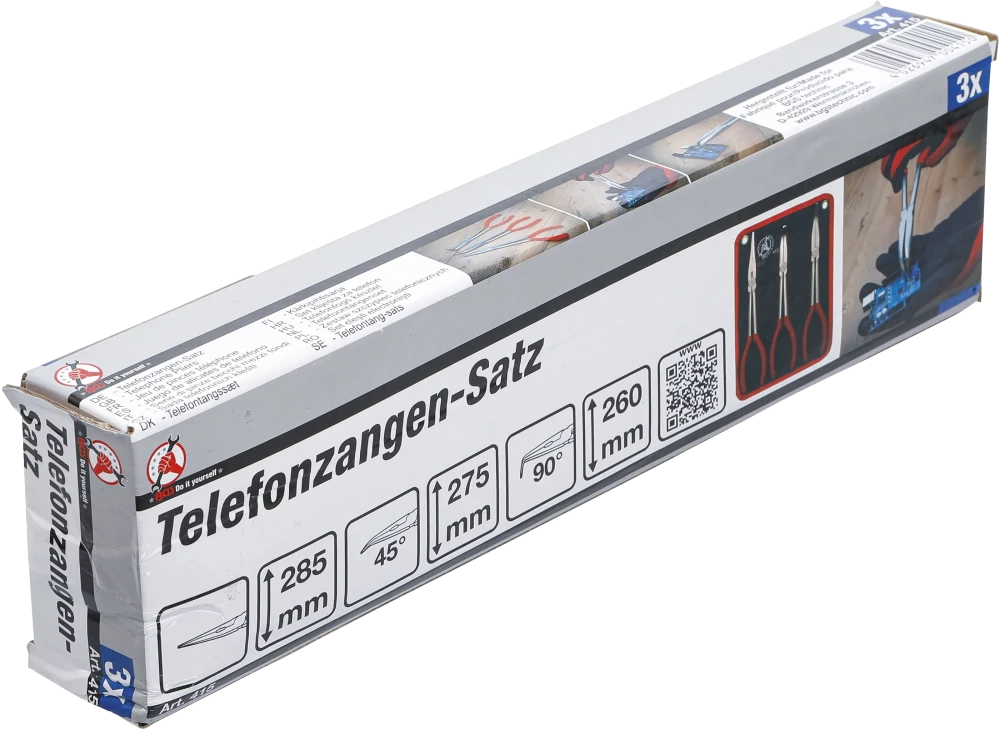 Telefonfogó készlet | egyenes / hajlított | 260 - 285 mm | 3 darabos