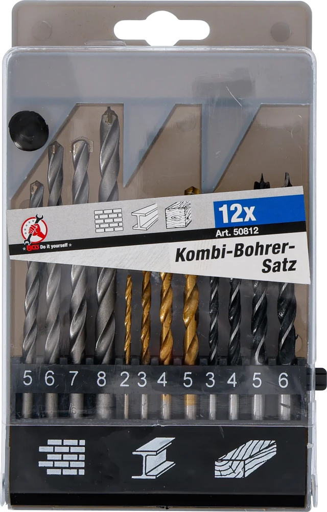 Kombi fúrókészlet | 2 - 8 mm | 12 darabos