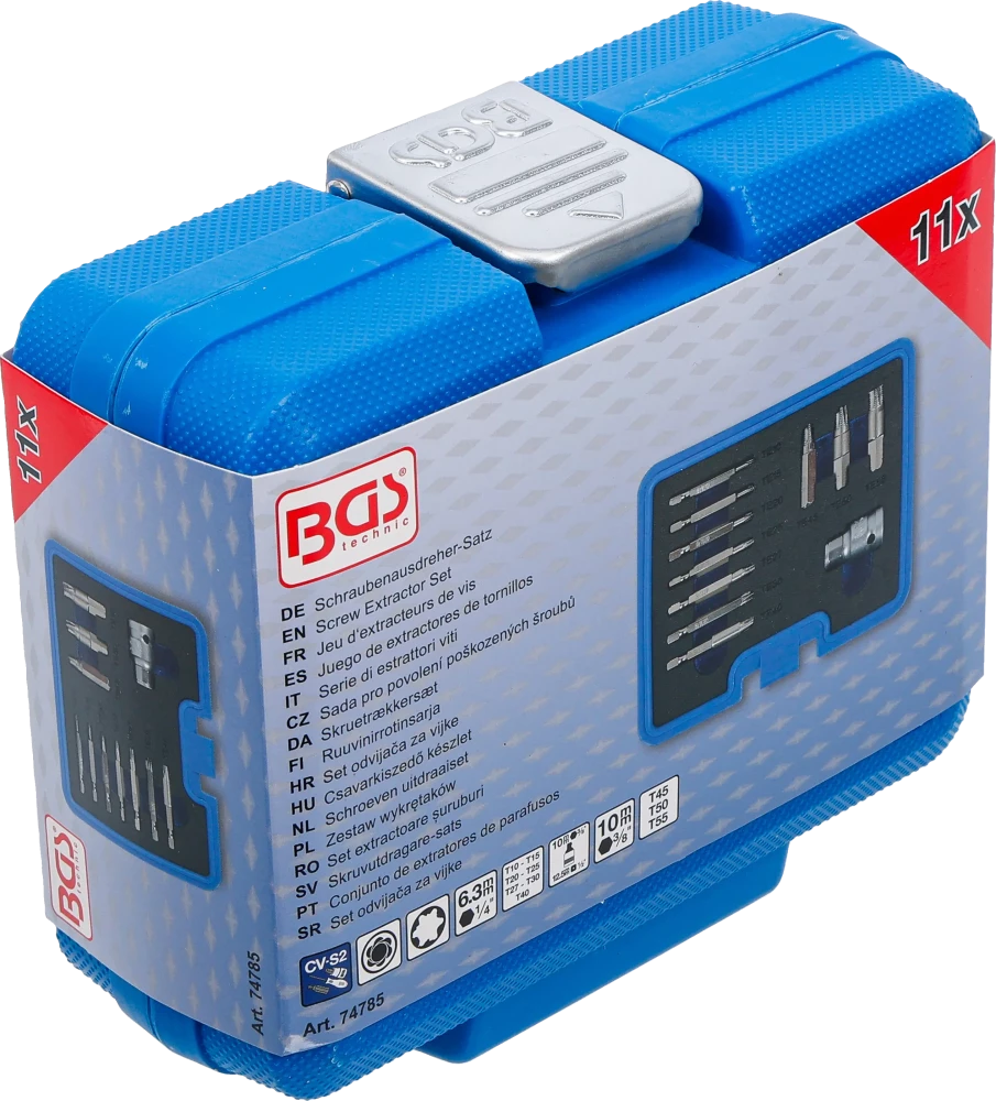 Csavarkiszedő készlet | hibás T-profilhoz (Torx) T10 - T55 | 11 darabos