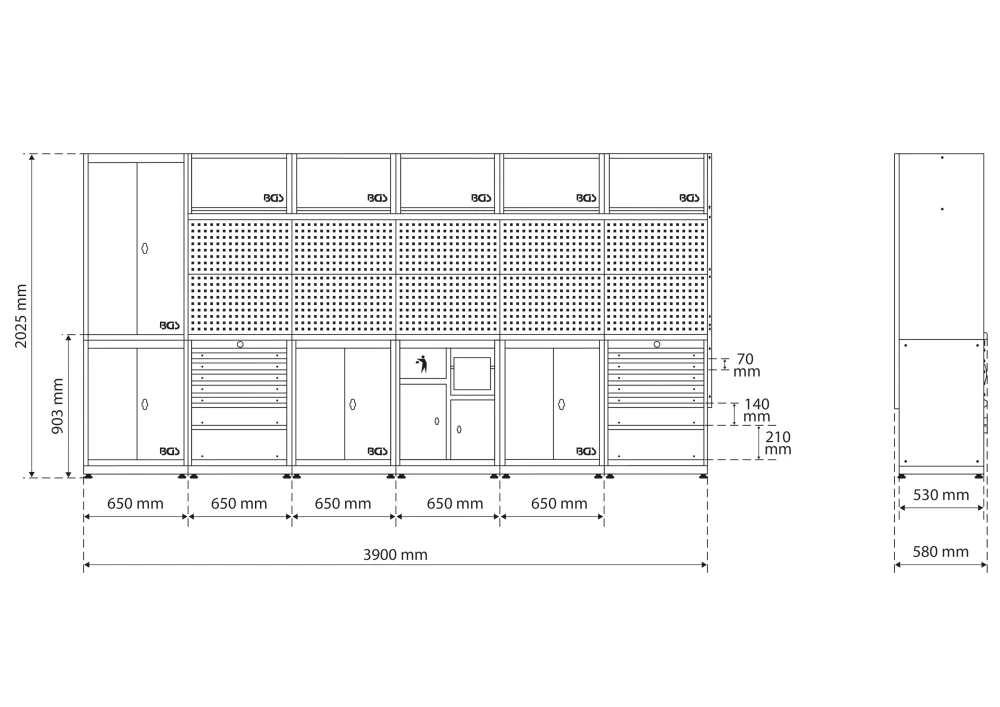 Fali egységrendszer | Kompakt | Fa | 6 modul