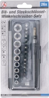 Behajtófej- és dugókulcskészlet/Sarokadapter-készlet | 6,3 mm (1/4") | 26 darabos