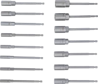 Dugókulcskészlet, hatszögletű | extra hosszú | Külső hatszögletű 6,3 mm (1/4") | Fúrógépek | 5,5 - 19 mm | 15 darabos