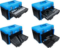 Dugókulcskészlet, hatszögletű | 6,3 mm (1/4")/10 mm (3/8")/12,5 mm (1/2") | metrikus és coll méretek | 300 darabos