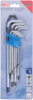 Derékszögű kulcs készlet | extra hosszú | T-profil (Torx) furattal T10 - T50 | 9 darabos
