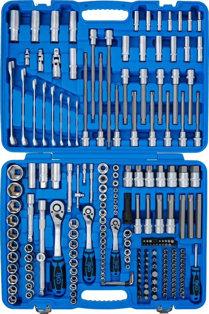 Dugókulcskészlet, hatszögletű | 6,3 mm (1/4") / 10 mm (3/8") / 12,5 mm (1/2") | 214 darabos