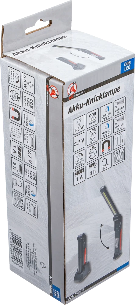 Akkumulátoros elhajlítható lámpa | COB-LED | 6,5 W | töltőállomással