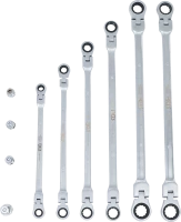 Dupla csuklós csillagkulcs-készlet | 8 - 19 mm | 10 darabos