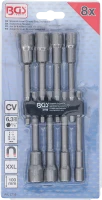 Dugókulcskészlet, hatszögletű | extra hosszú | Külső hatszögletű 6,3 mm (1/4") | Fúrógépek | 6 - 13 mm | 8 darabos