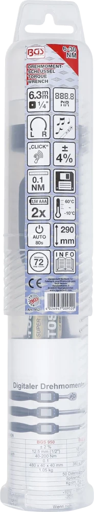Digitális nyomatékkulcs | 6,3 mm (1/4") | 6 - 30 Nm