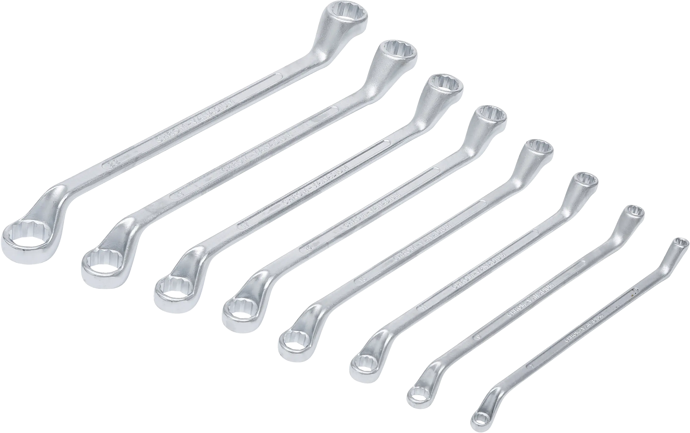 Jeu de clés à œil doubles | coudées | 6 x 7 - 20 x 22 mm | 8 pièces