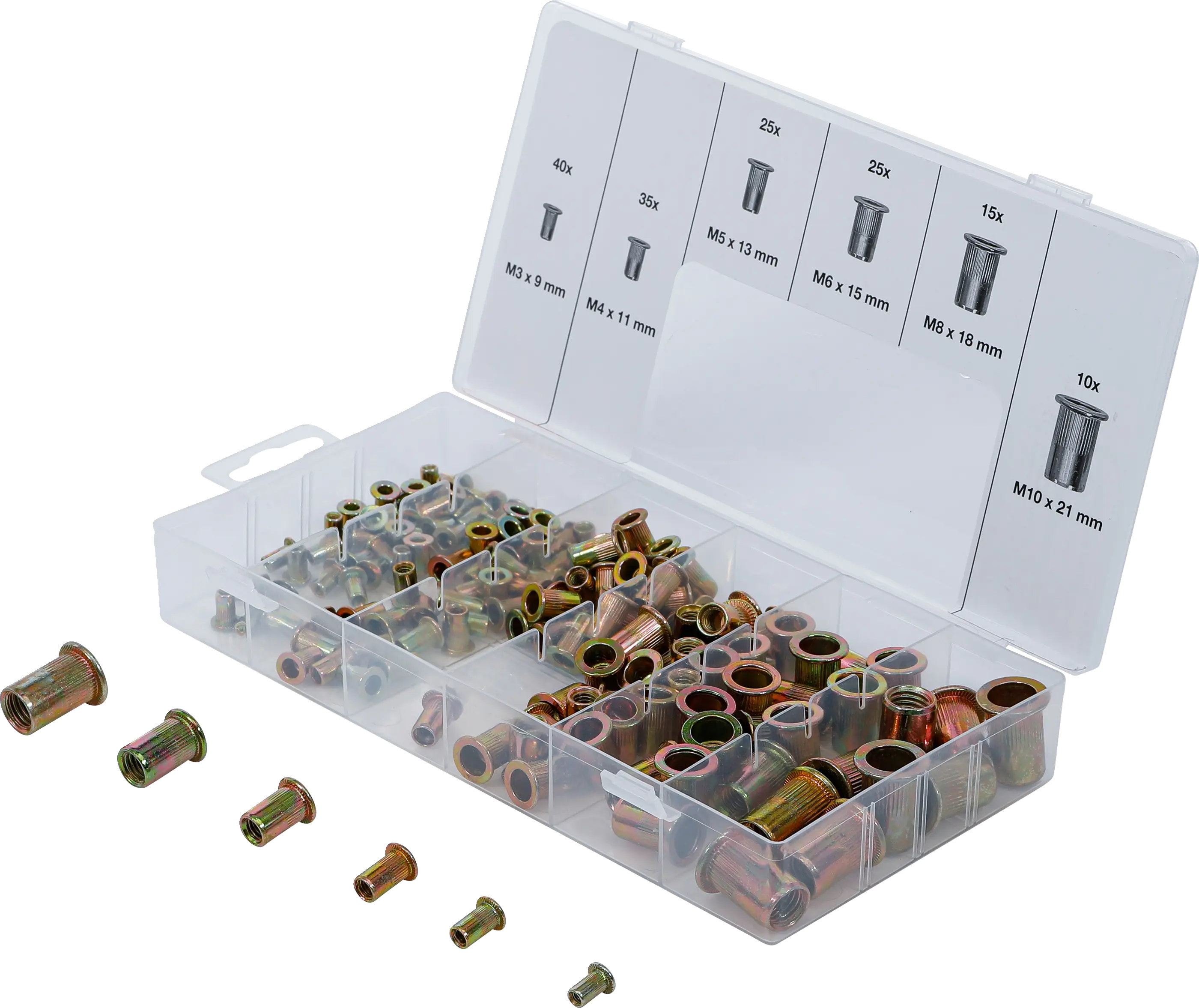 Assortiment d’écrous rivets | acier galvanisé | 150 pièces