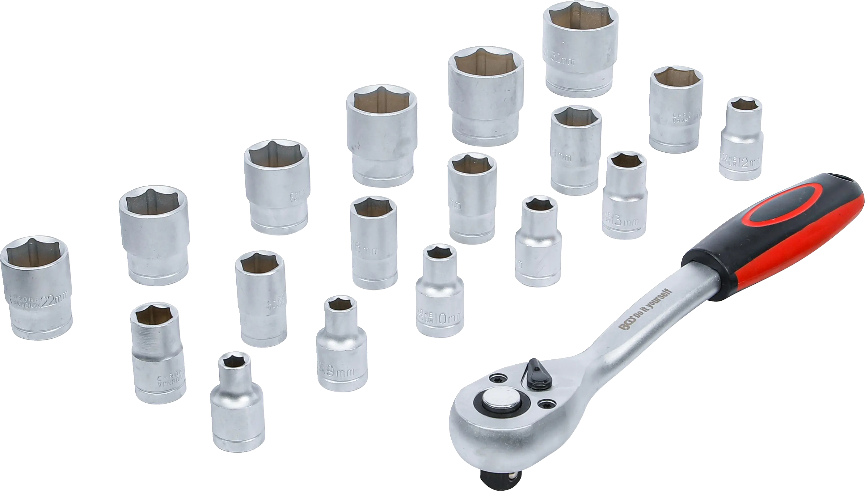 Coffret de douilles | 12,5 mm (1/2") | 8 - 32 mm | 19 pièces