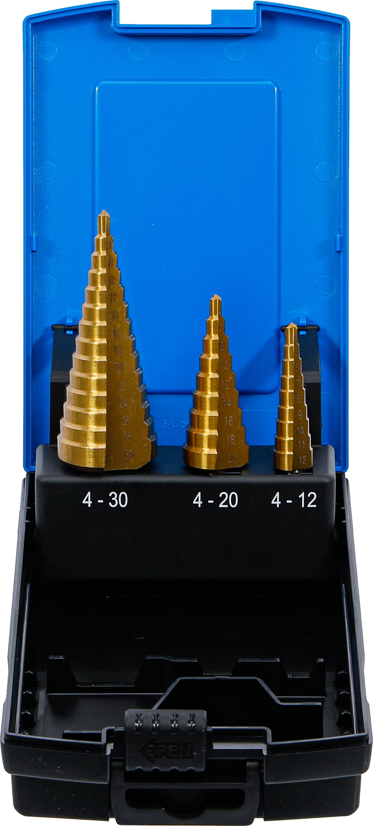 Jeu de forets étagés | nitrure de titane | Ø 4 - 30 mm | 3 pièces