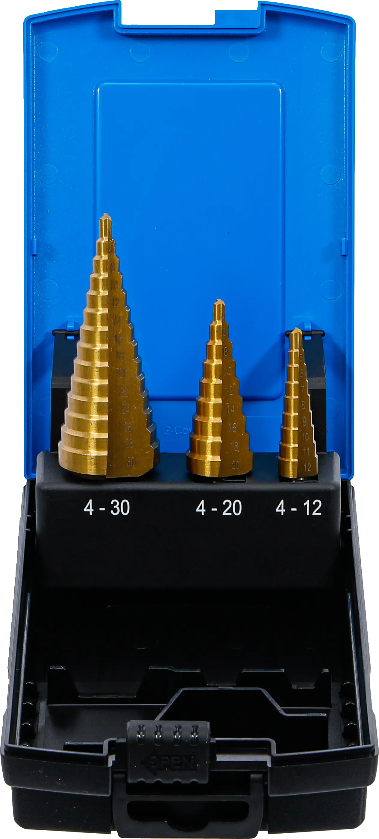 Jeu de forets étagés | nitrure de titane | Ø 4 - 30 mm | 3 pièces