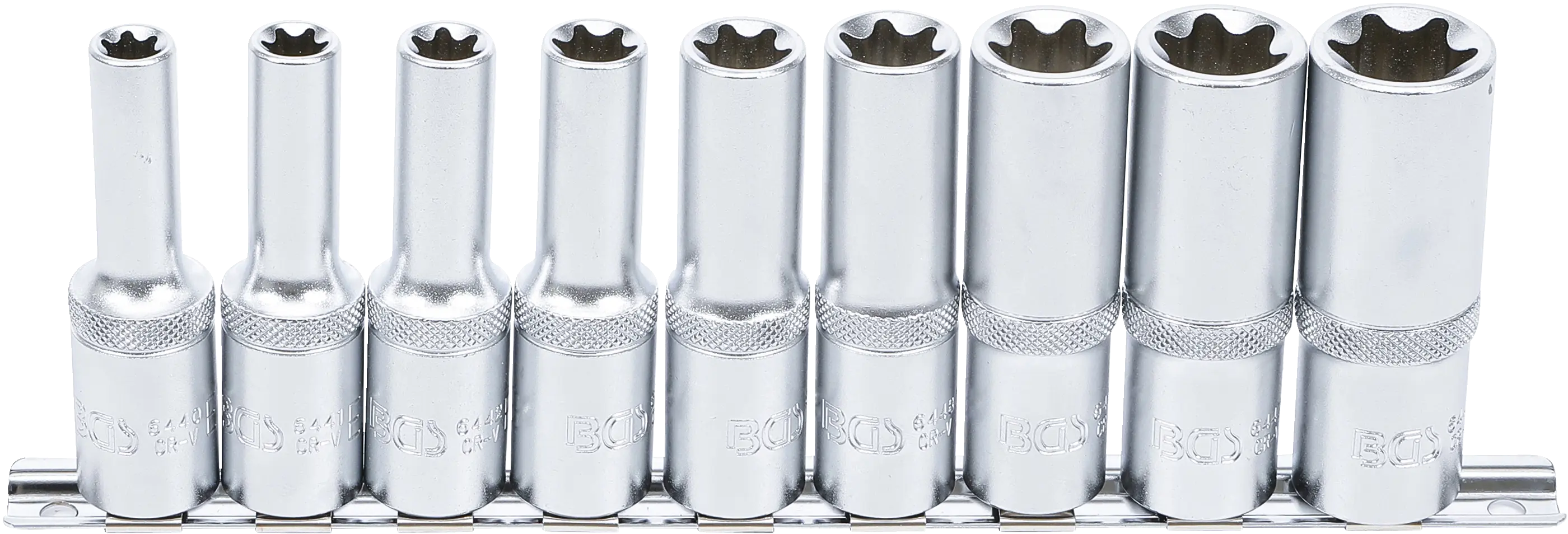 Jeu de douilles, profil E, longues | 12,5 mm (1/2") | E10 - E24 | 9 pièces