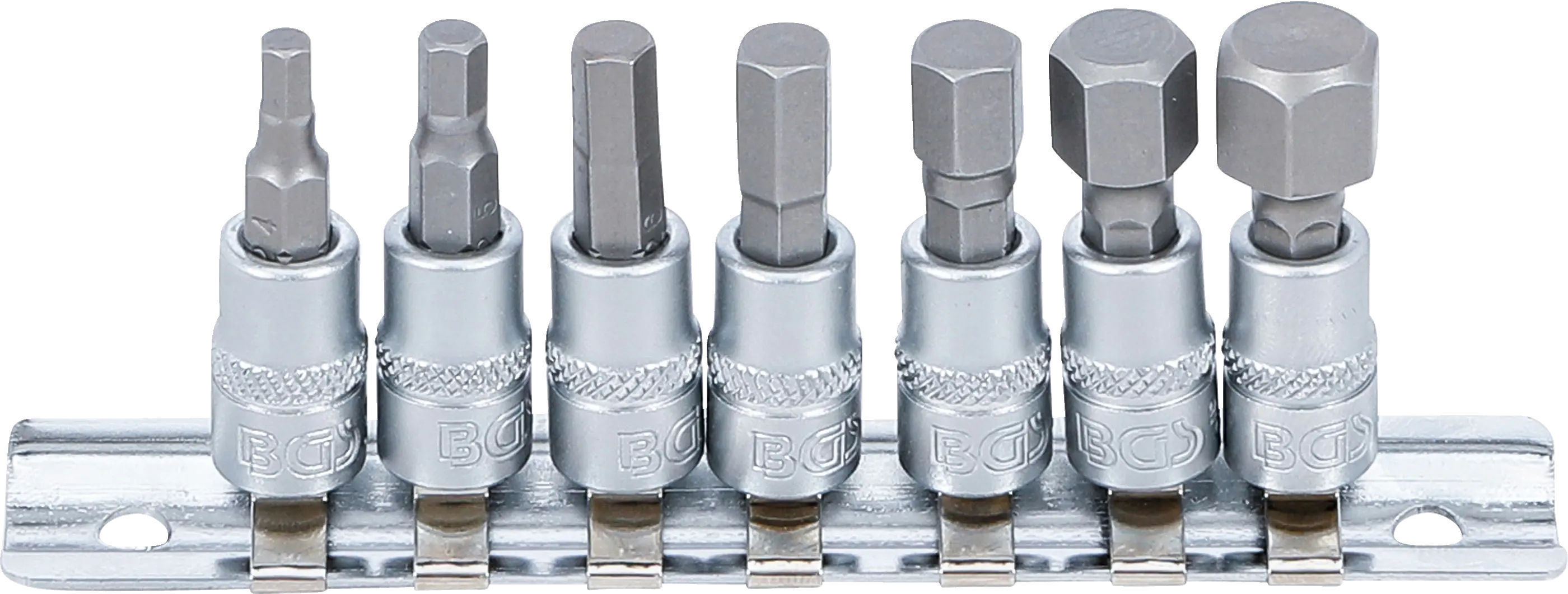 Jeu de douilles à embouts | 6,3 mm (1/4") | six pans intérieurs | 4 - 12 mm | 7 pièces