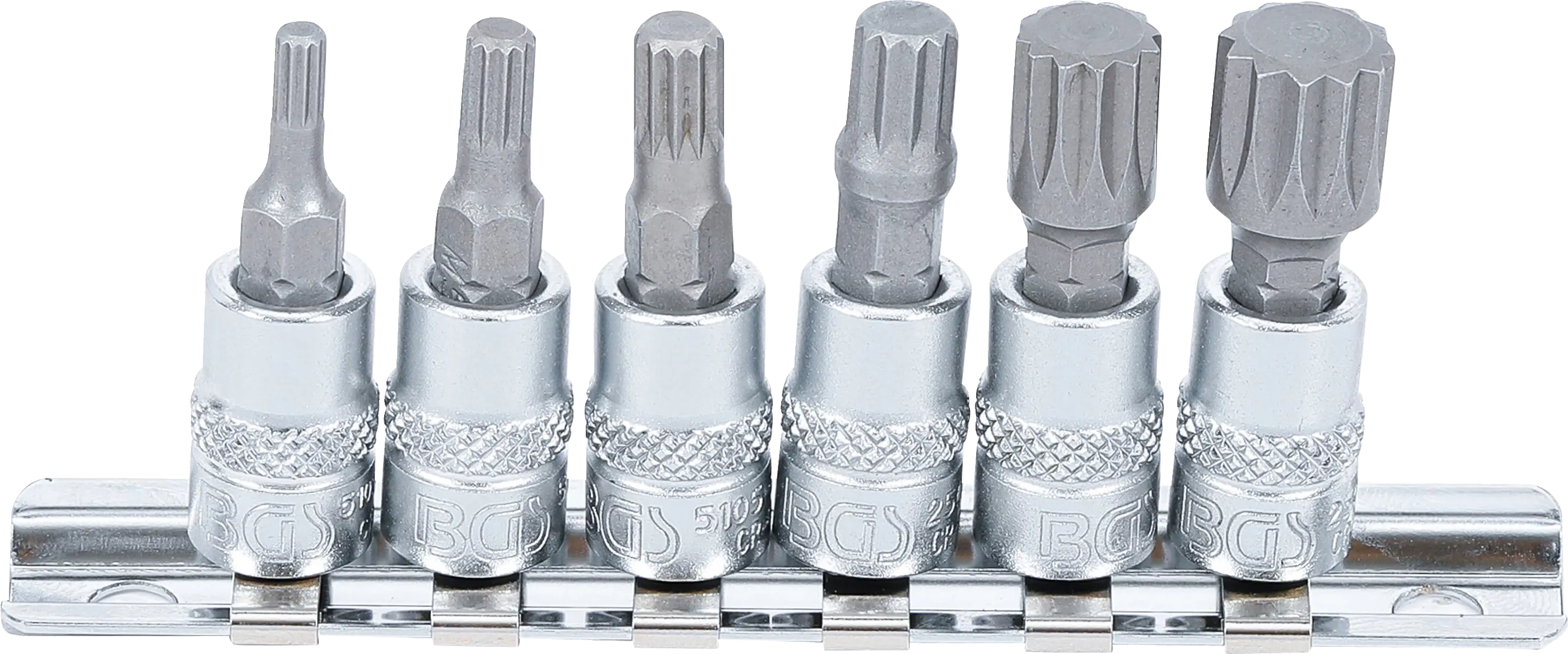 Jeu de douilles à embouts | 6,3 mm (1/4") | Denture multiple intérieure (pour XZN) M4 - M12 | 6 pièces