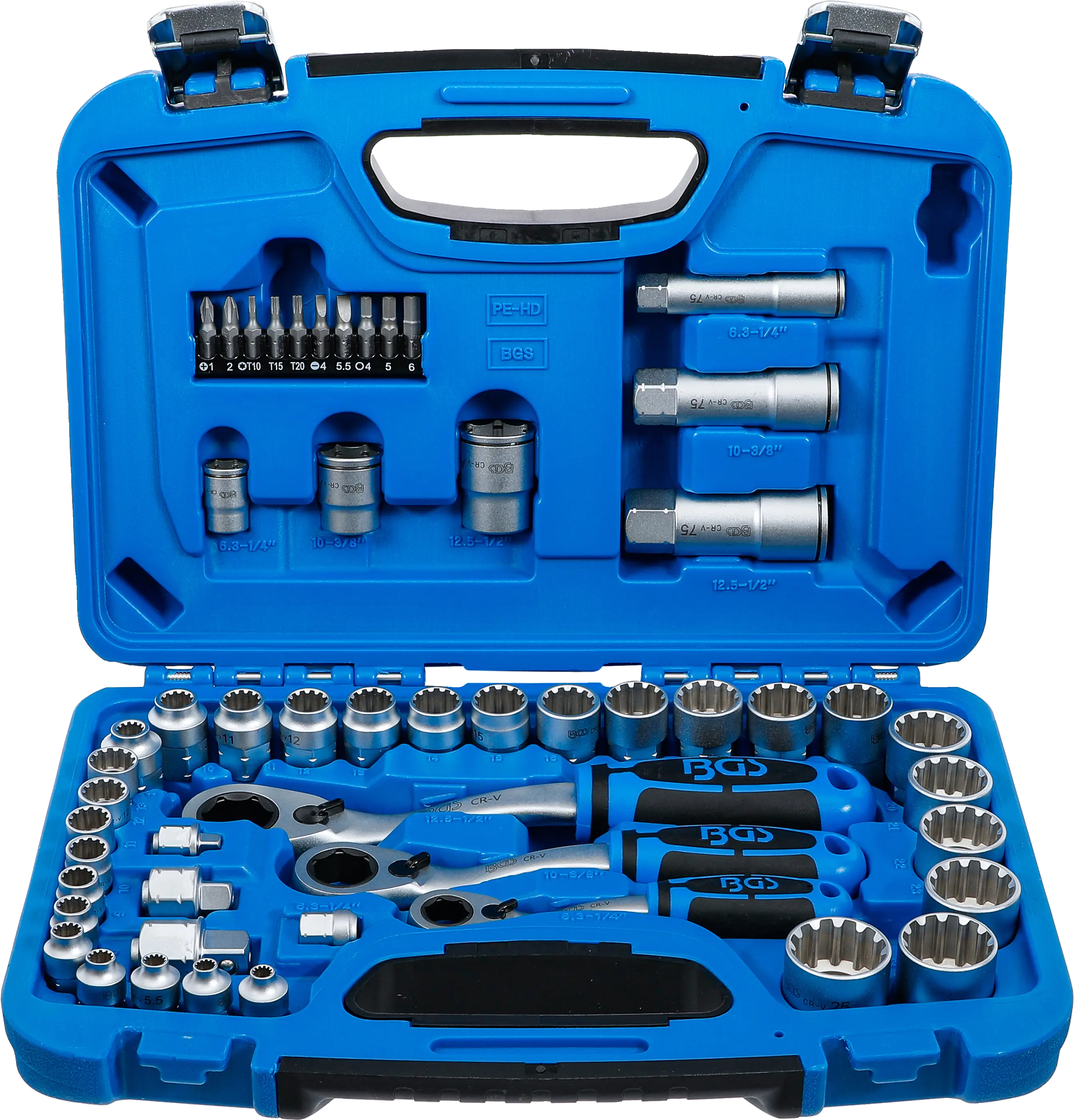 Coffret de douilles avec cliquet traversant | Gear Lock | 4,5 à 25 mm | 52 pièces