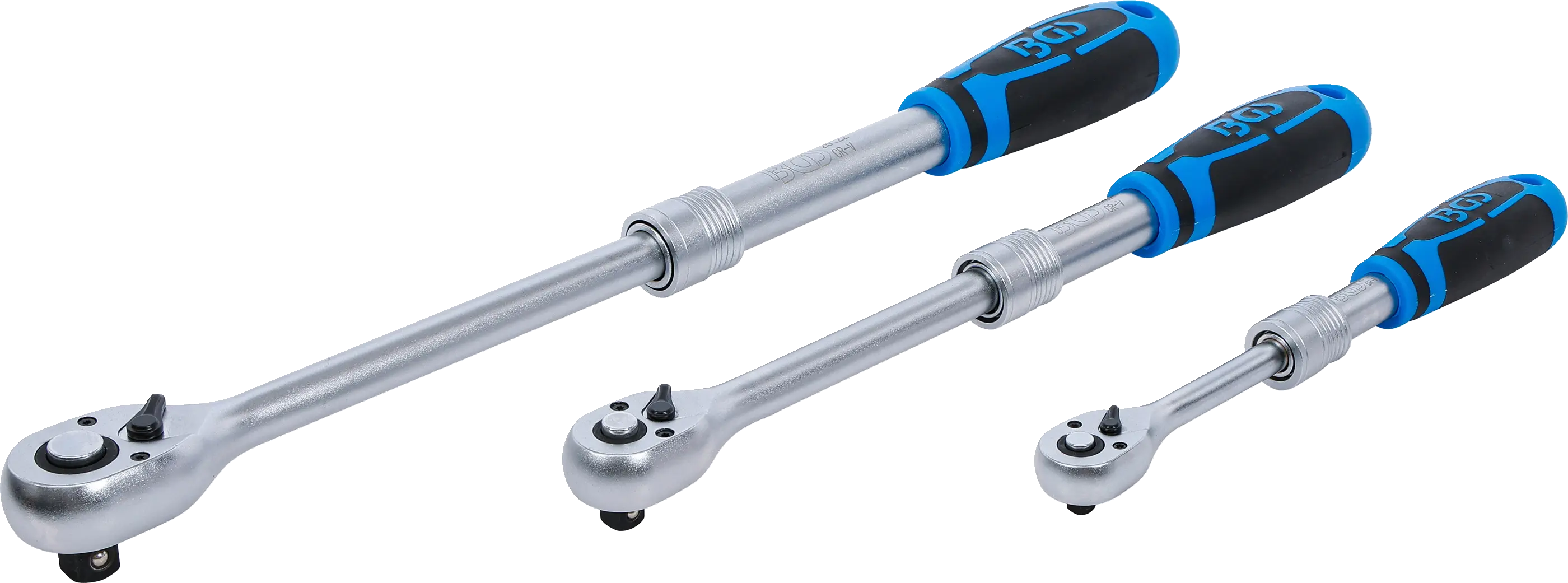 Jeu de cliquets | extensible | 6,3 mm (1/4") - 10 mm (3/8") - 12,5 mm (1/2") | 3 pièces
