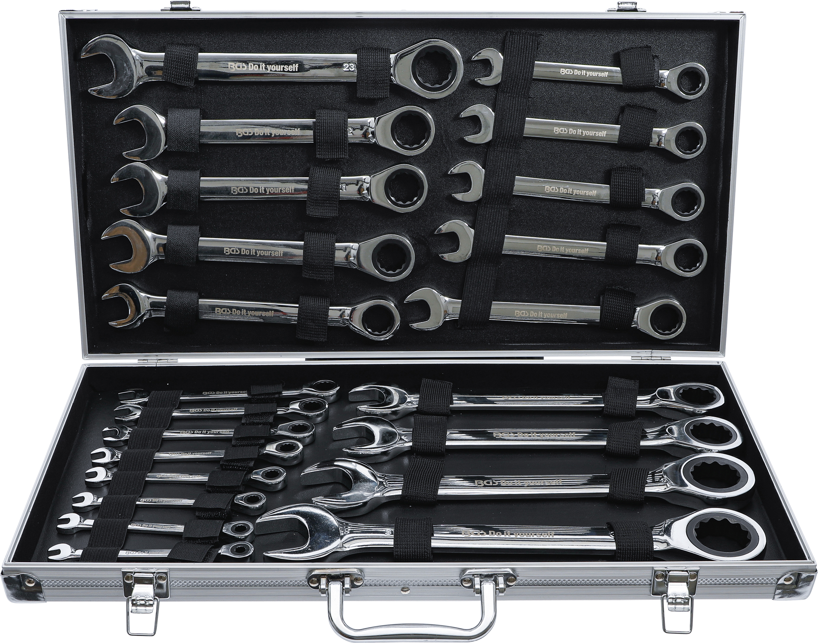 22pcs Professional Combination Spanners Ratchet Wrench Tool Set 6-18mm 