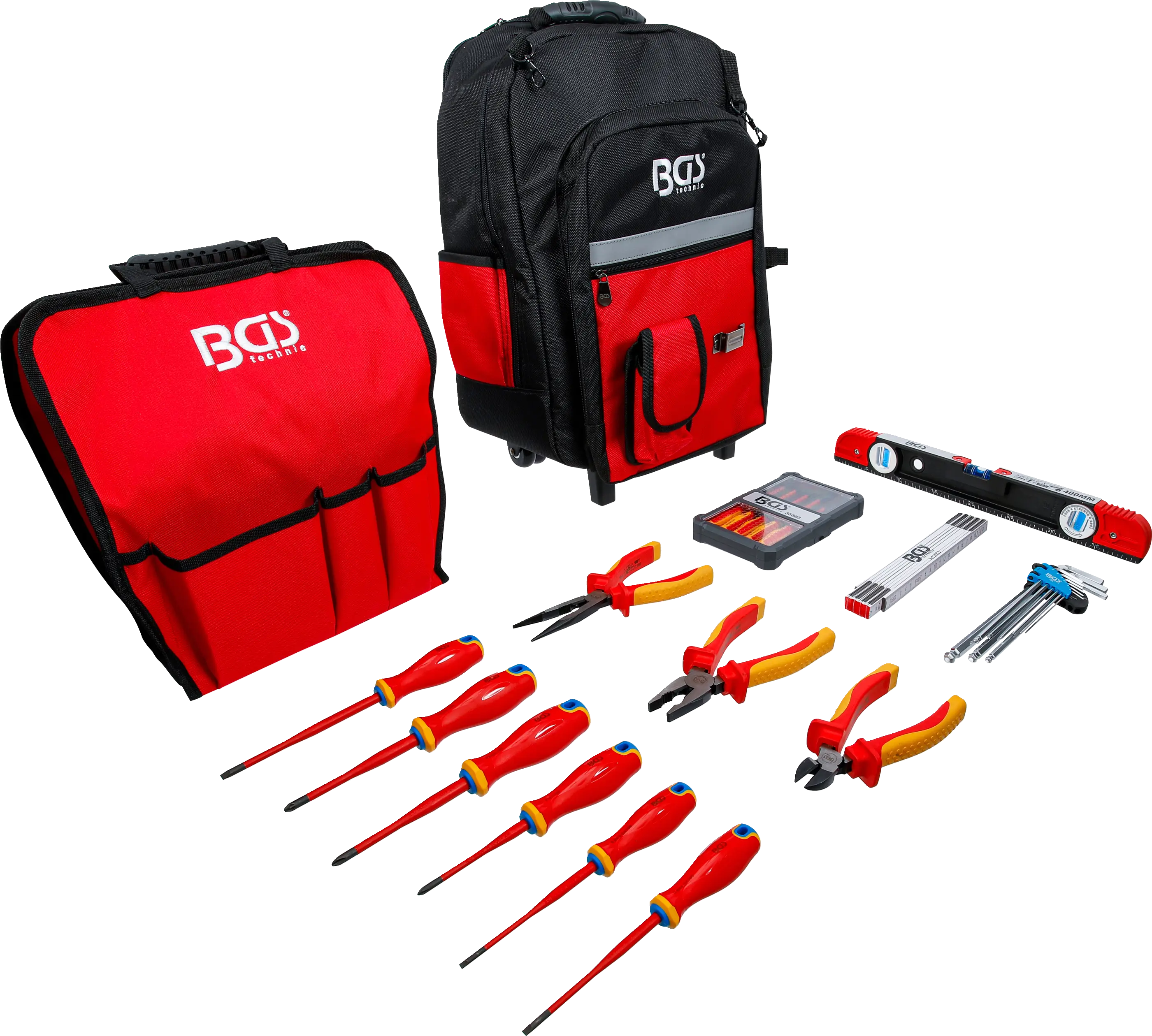 Sac à outils VDE | avec poignée télescopique, mobile | 27 pcs.
