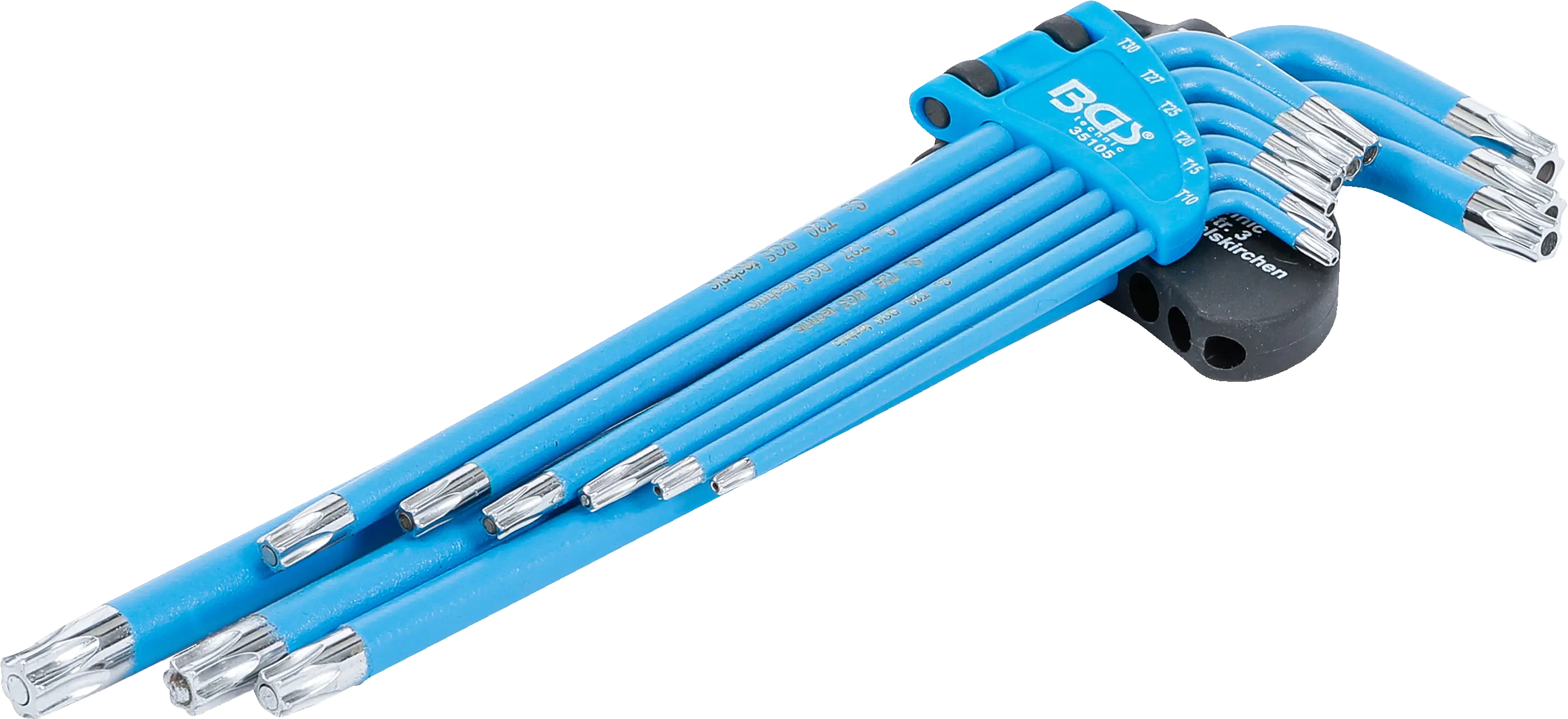 Jeu de clés allen | extra longues | Profil T (pour Torx)/Profil T (pour Torx) avec perçage T10 - T50 | 9 pièces