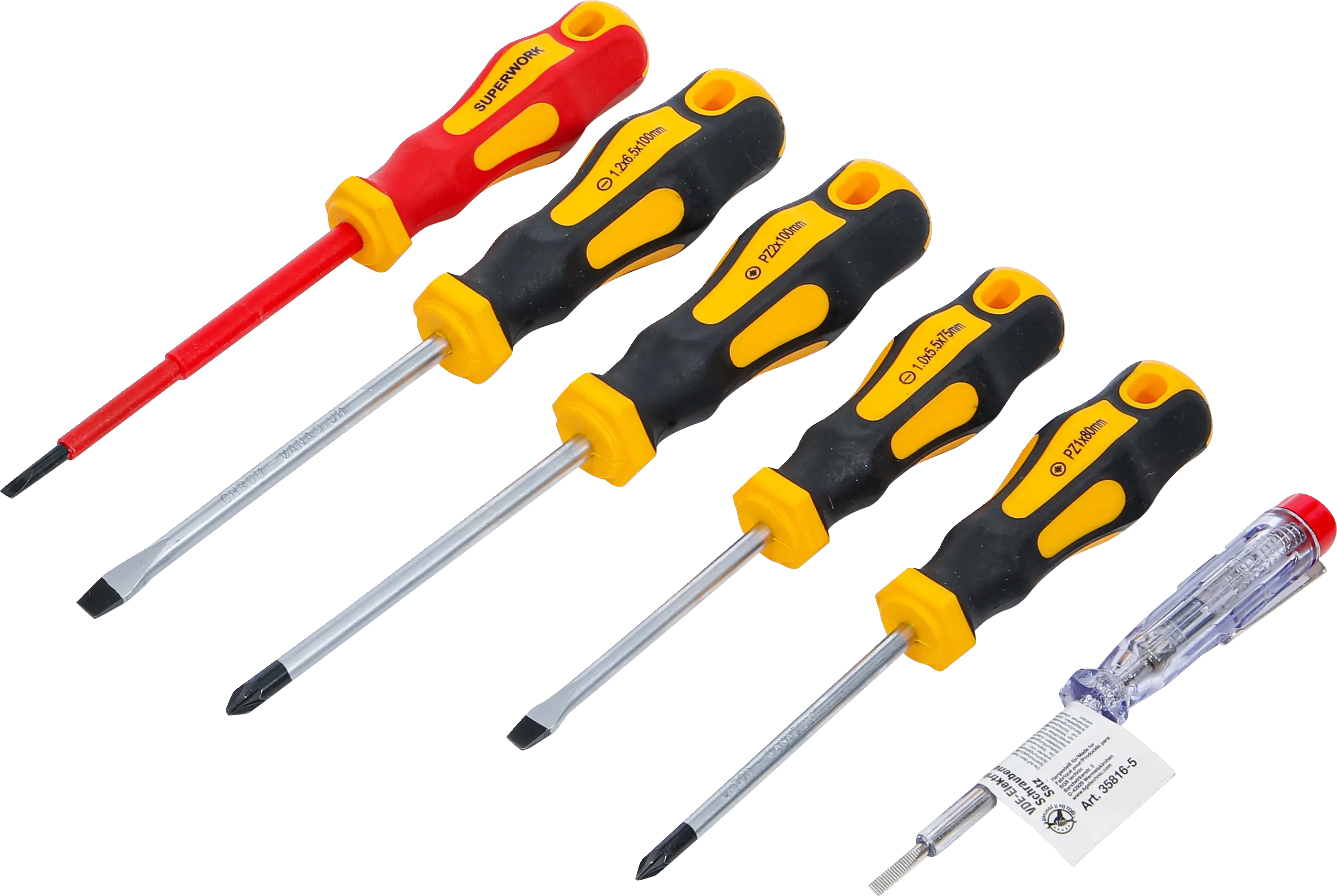 Jeu de tournevis VDE pour électricien | plats / cruciformes | 6 pièces