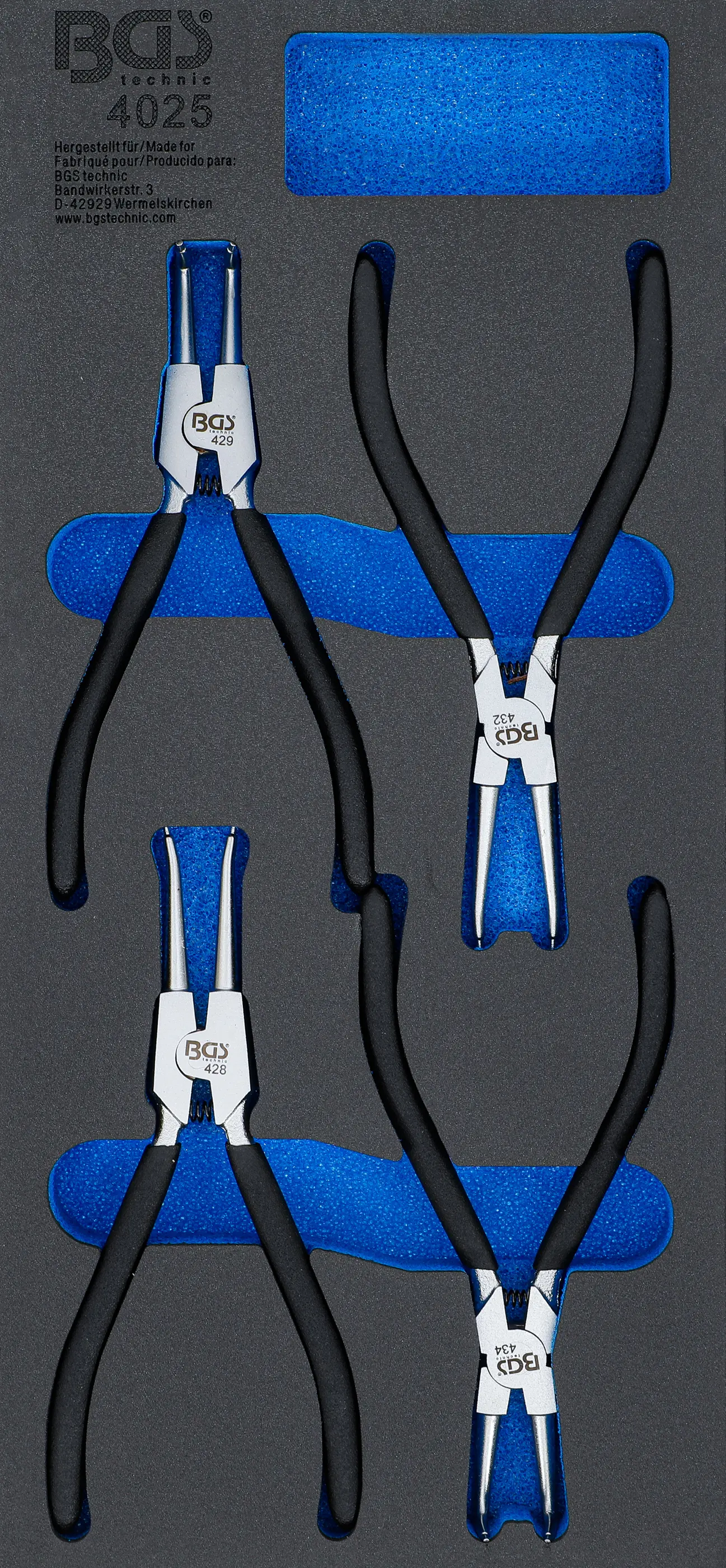 Insert de servante d'atelier 1/3 : Jeu de pinces à circlips | 4 pièces