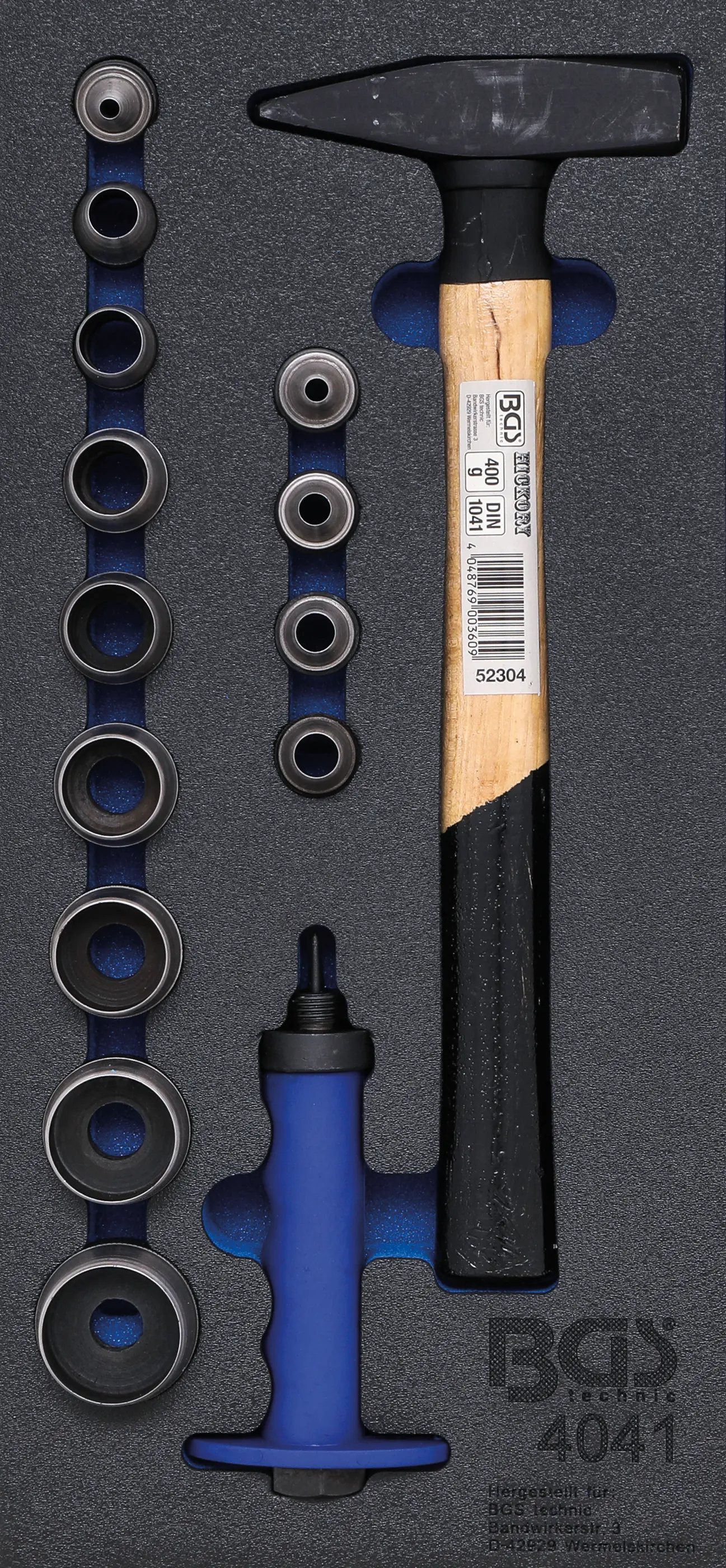 Insert de servante d'atelier 1/3 : Jeu de poinçons creux , marteau | 15 pièces