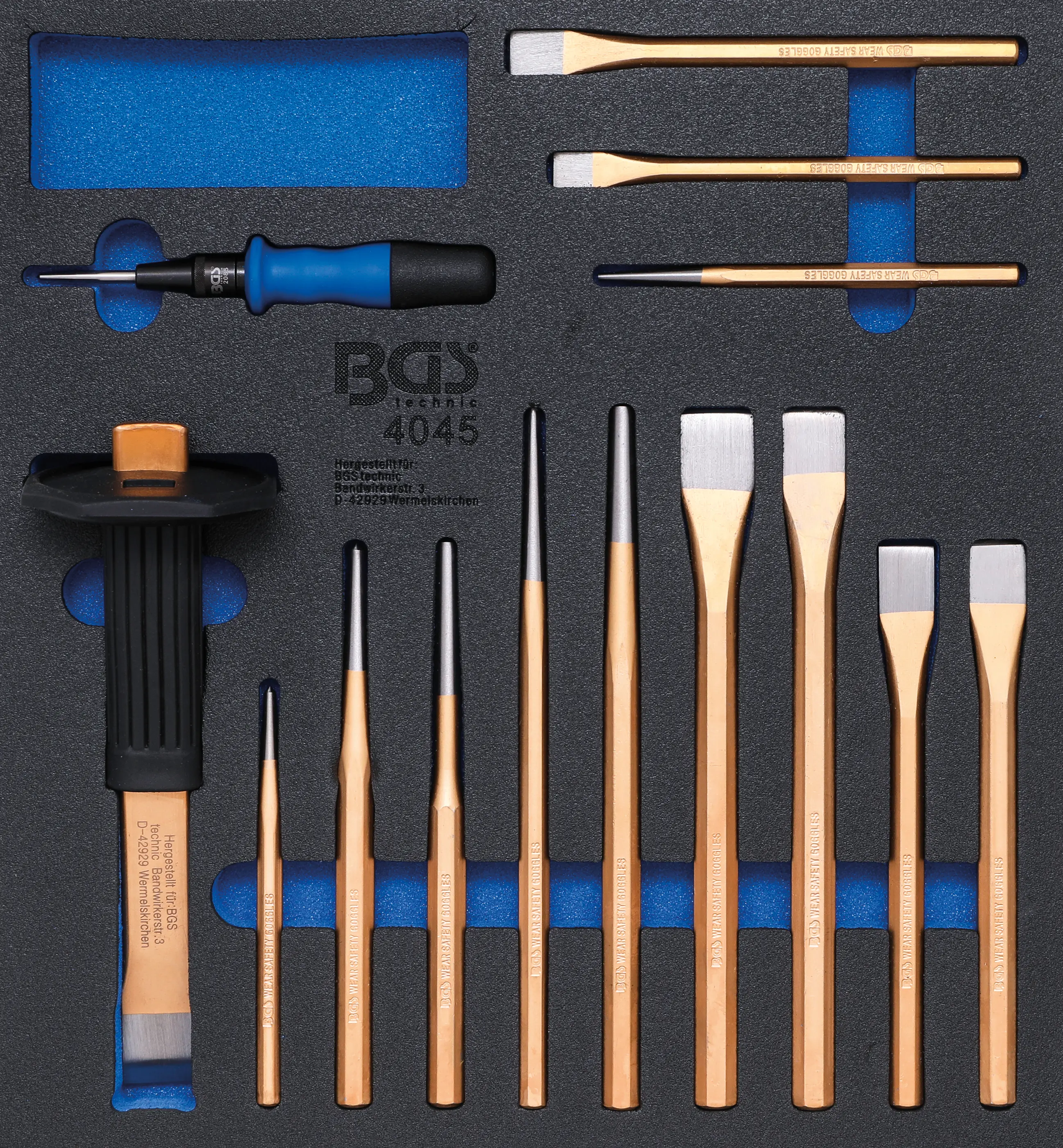 Insert de servante d'atelier 2/3 : Pointeaux, burins, chasse-goupilles | 14 pièces