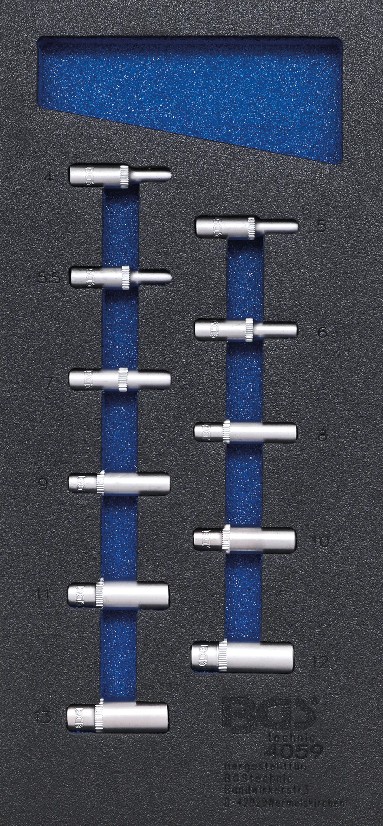 Insert de servante d'atelier 1/3 : Douilles pour clé, six pans | 6,3 mm (1/4") | 4 - 13 mm | longues | 11 pièces