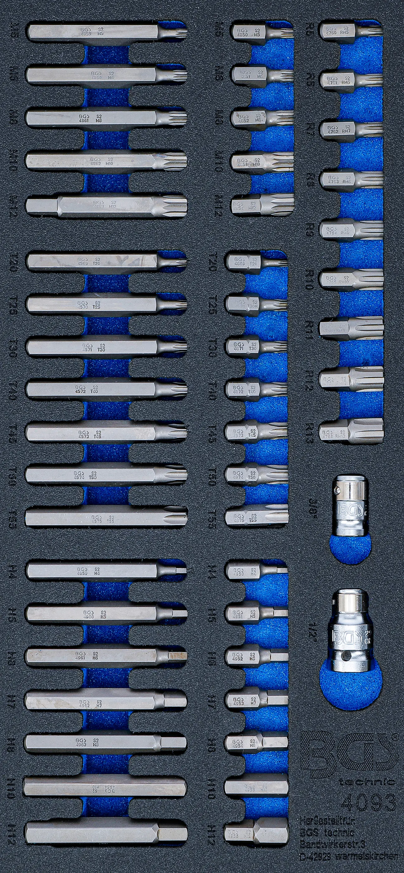 Insert de servante d'atelier 1/3 : Jeu d'embouts assortis | 49 pièces