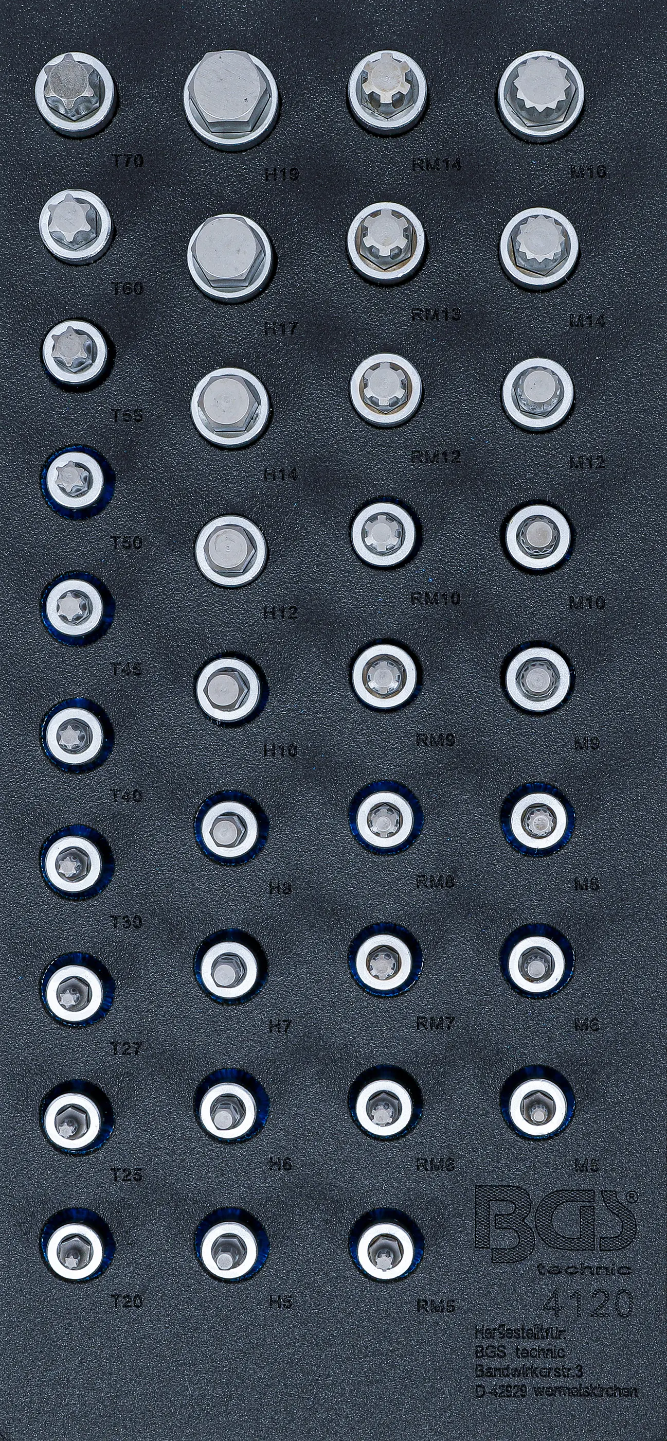 Insert de servante d’atelier 1/3: Jeu de douilles à embouts | carré femelle 12,5 mm (1/2") | hexagone femelle, profil T (pour Torx), polygone femelle (pour XZN), profil cannelé (pour RIBE) | 36 pièces