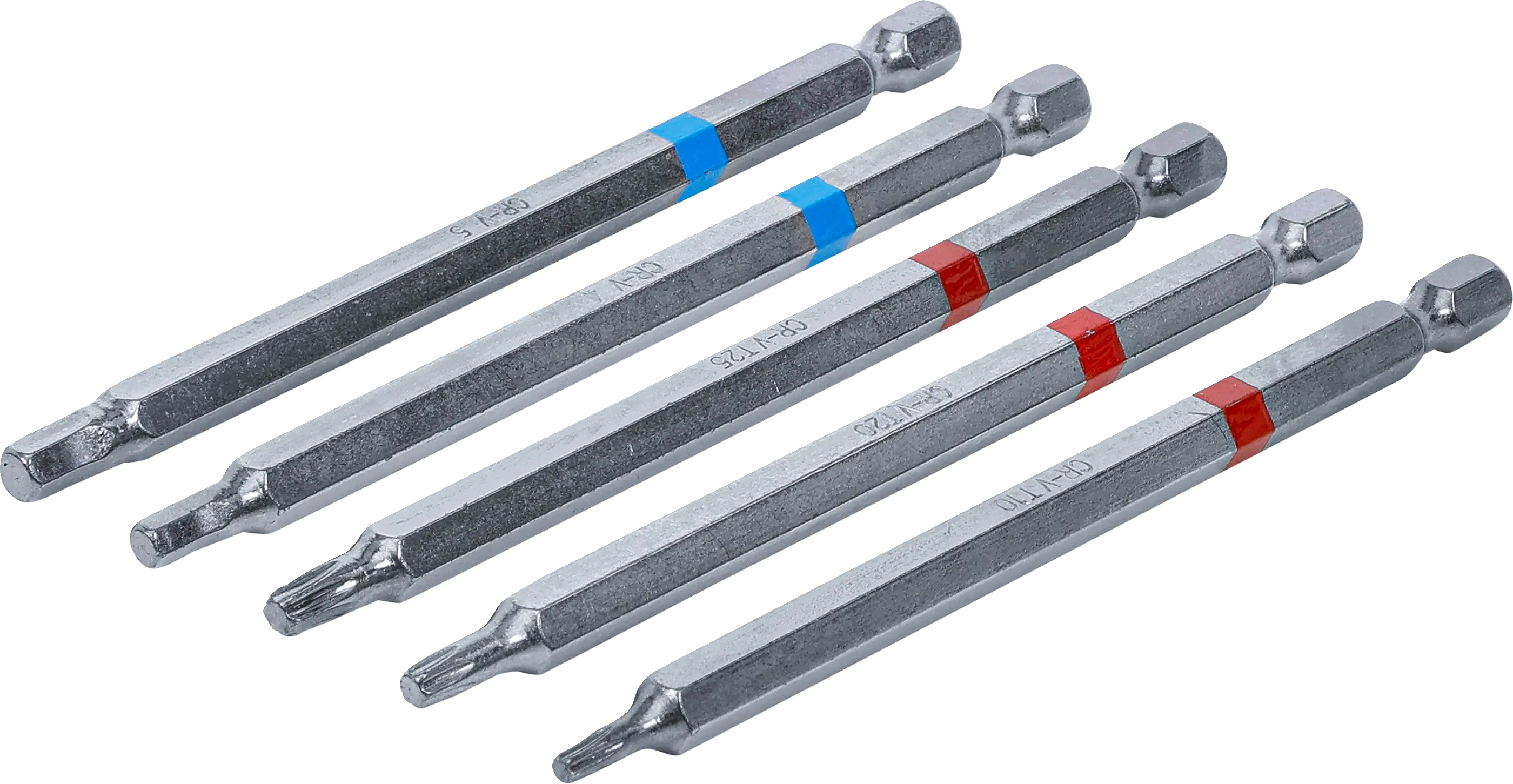 Jeu d’embouts | entraînement six pans mâle, 6,3 mm (1/4") | six pans femelle profil T (pour Torx) | longueur 110 mm | 5 pièces