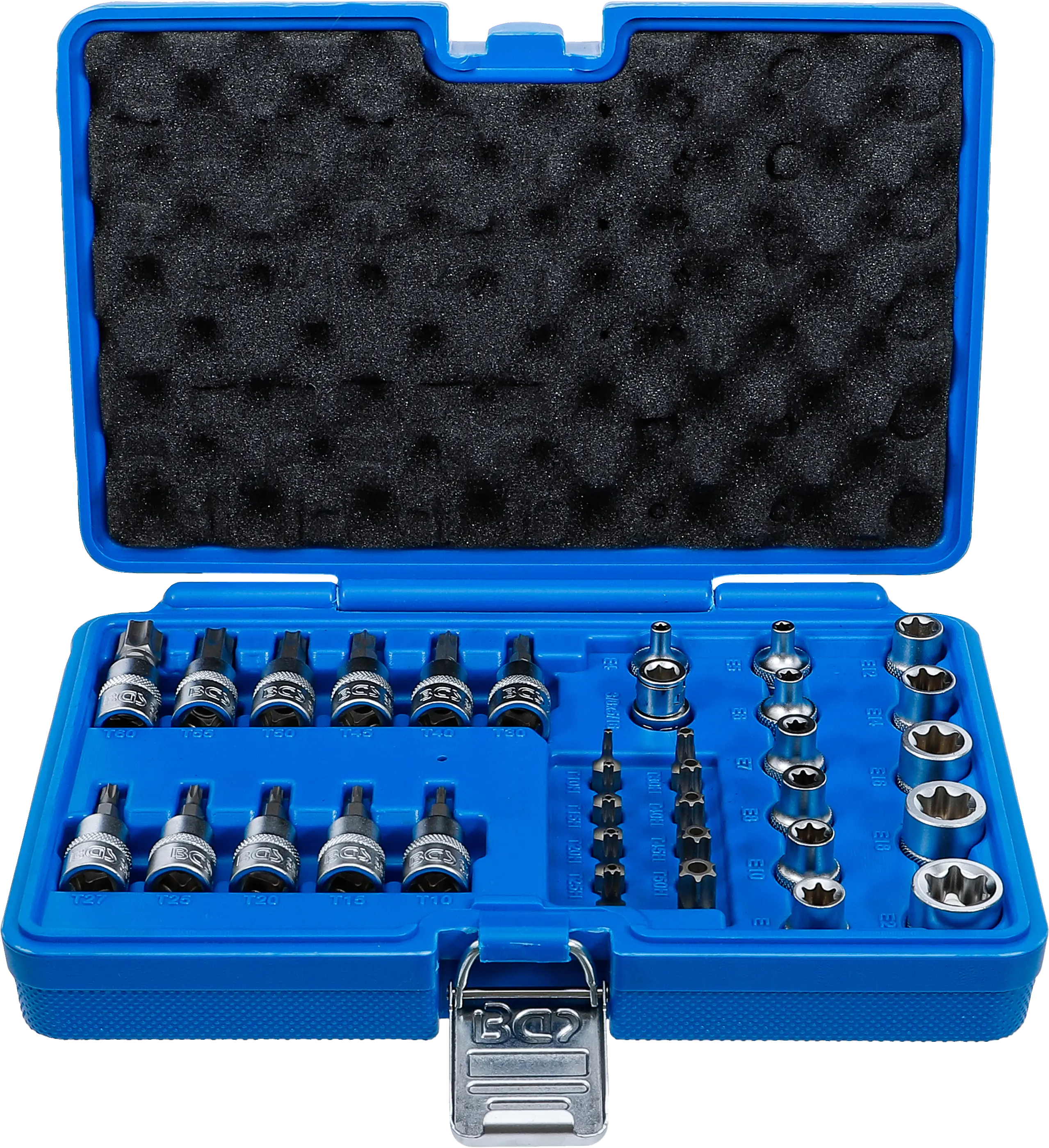 Jeu d'embouts et de clés à douille | 10 mm (3/8") | profil E / profil T (pour Torx) | 34 pièces