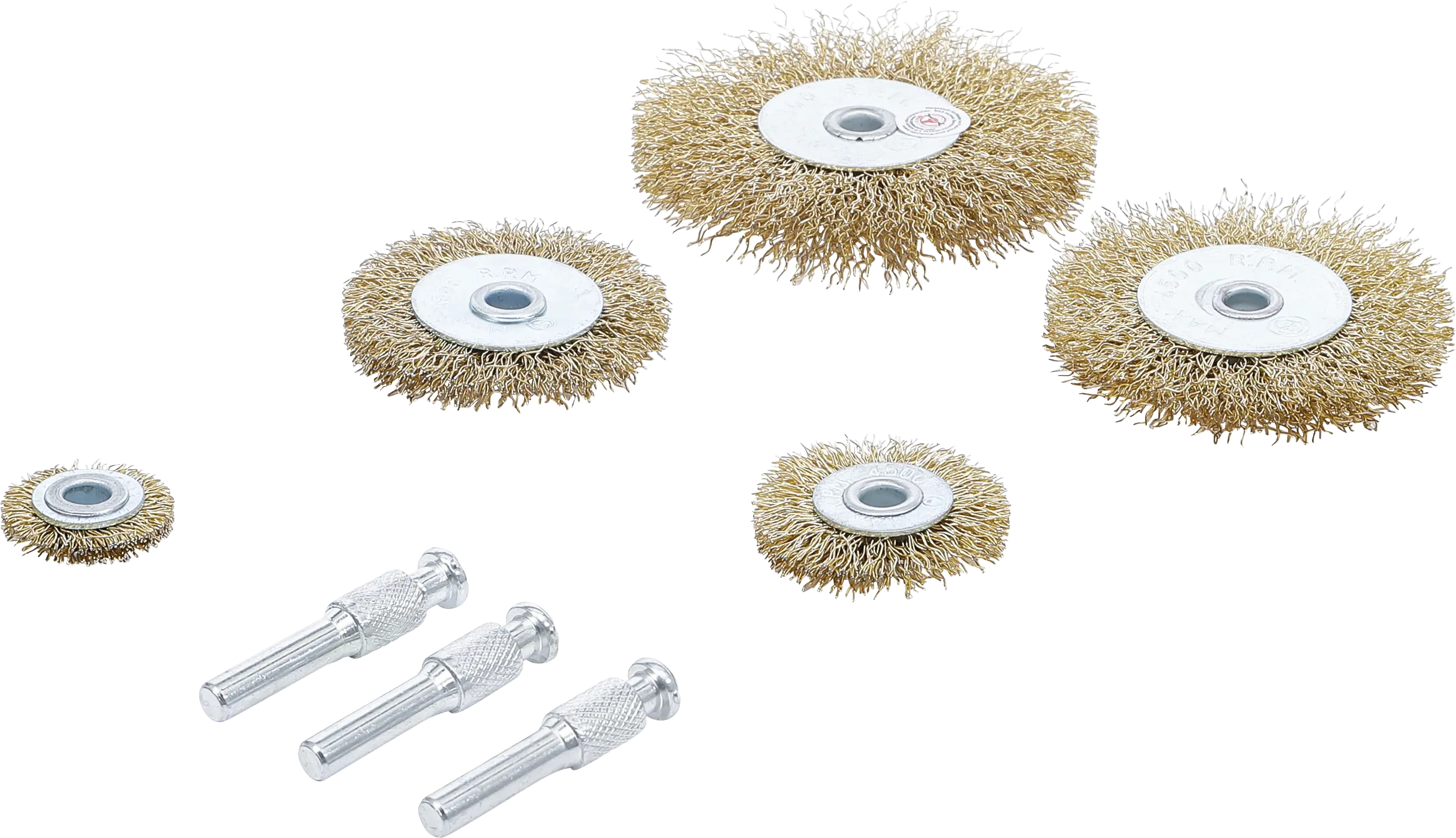 Jeu de brosses à fil d’acier | Ø 25 - 75 mm | 8 pièces