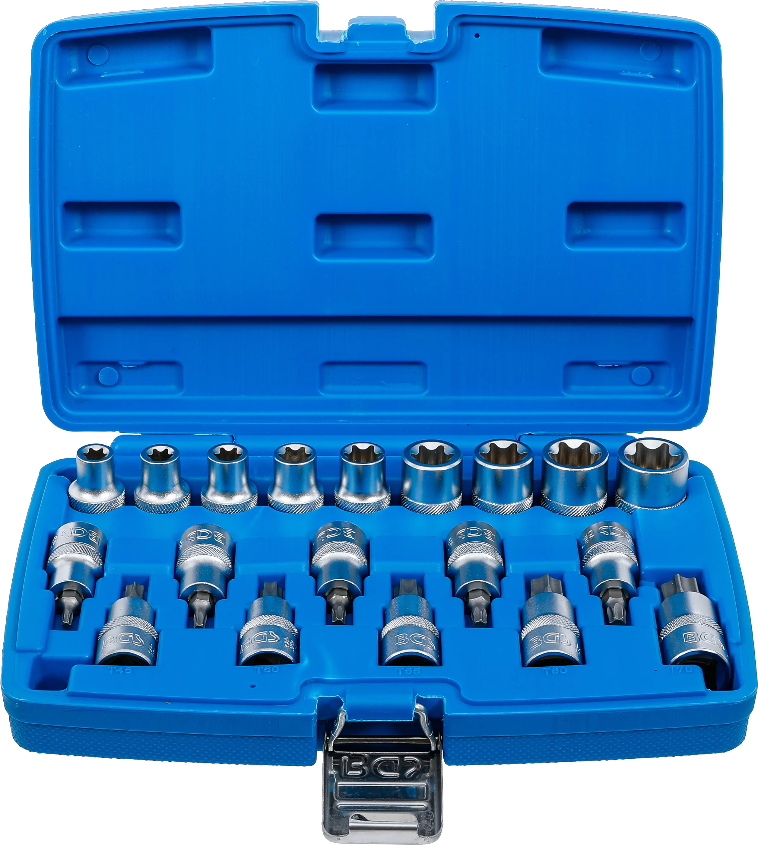 Jeu de douilles à embouts / de clé à douille | 12,5 mm (1/2") | Profil E/profil T (pour Torx)/Profil E | 19 pièces