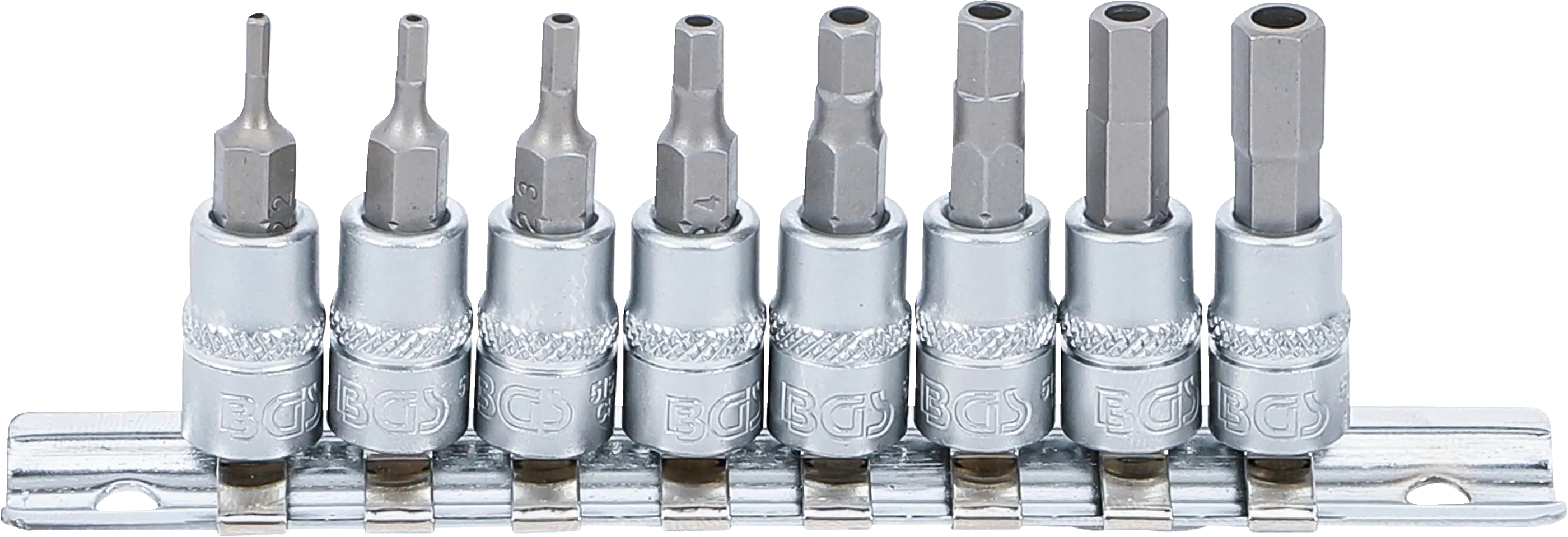 Jeu de douilles à embouts | Empreinte carré femelle 6,3 mm (1/4") | six pans femelle avec alésage 2 - 7 mm | 8 pièces
