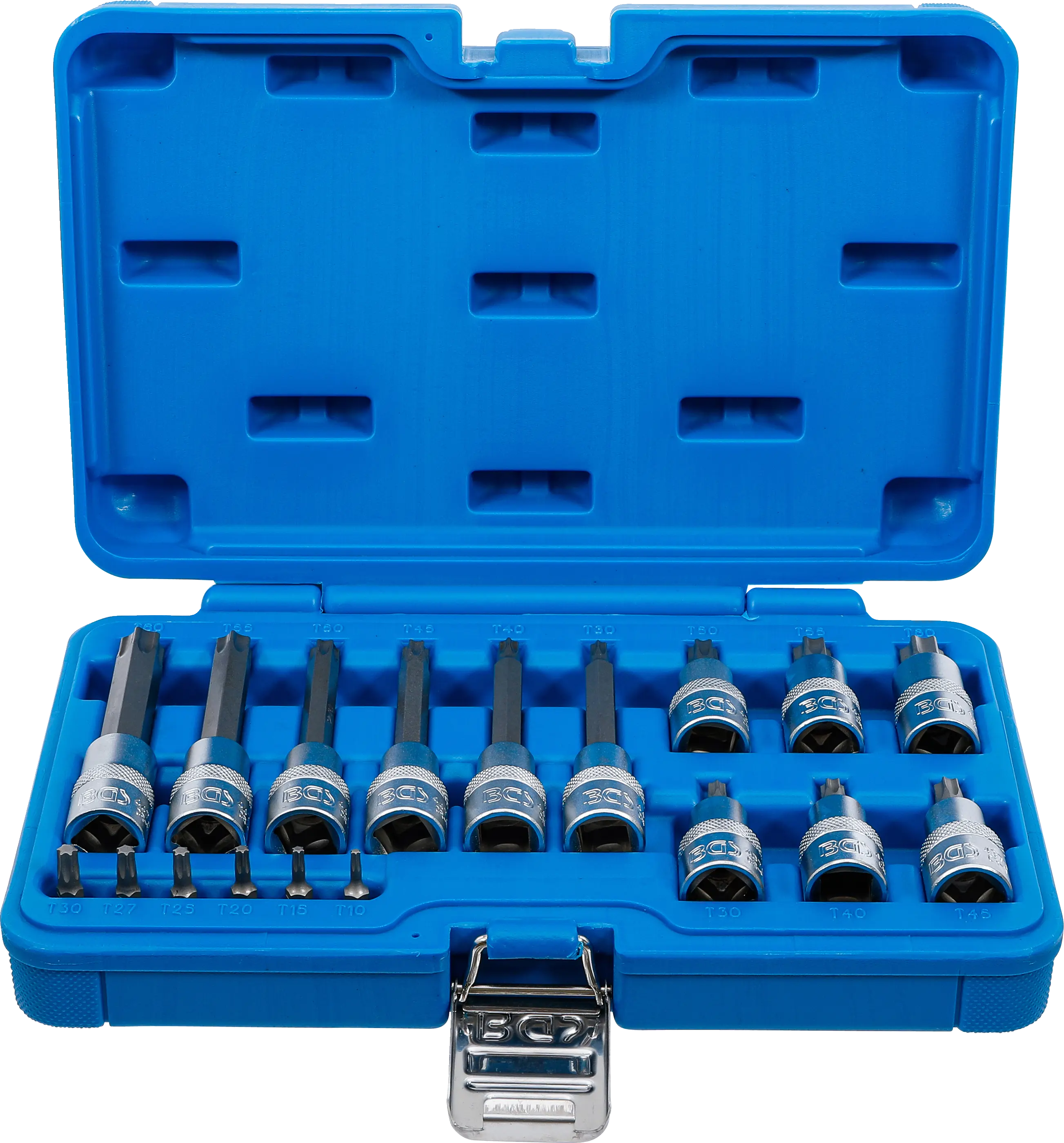Jeu de douilles à embouts | 6,3 mm (1/4") / 12,5 mm (1/2") | Profil T (pour Torx Plus) | 18 pièces