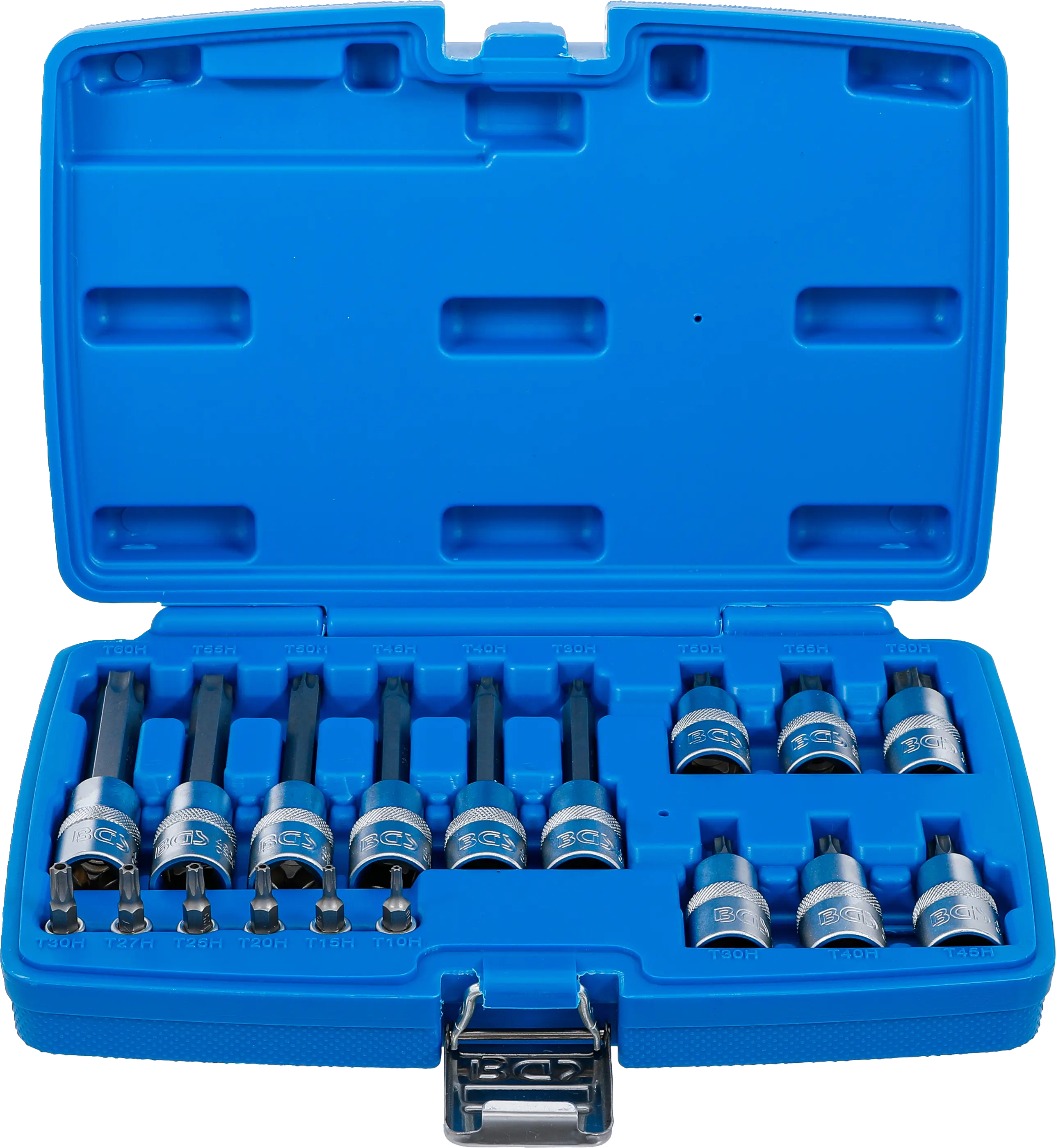 Jeu de douilles à embouts | 6,3 mm (1/4") / 12,5 mm (1/2") | Profil T (pour Torx) avec perçage | 18 pièces