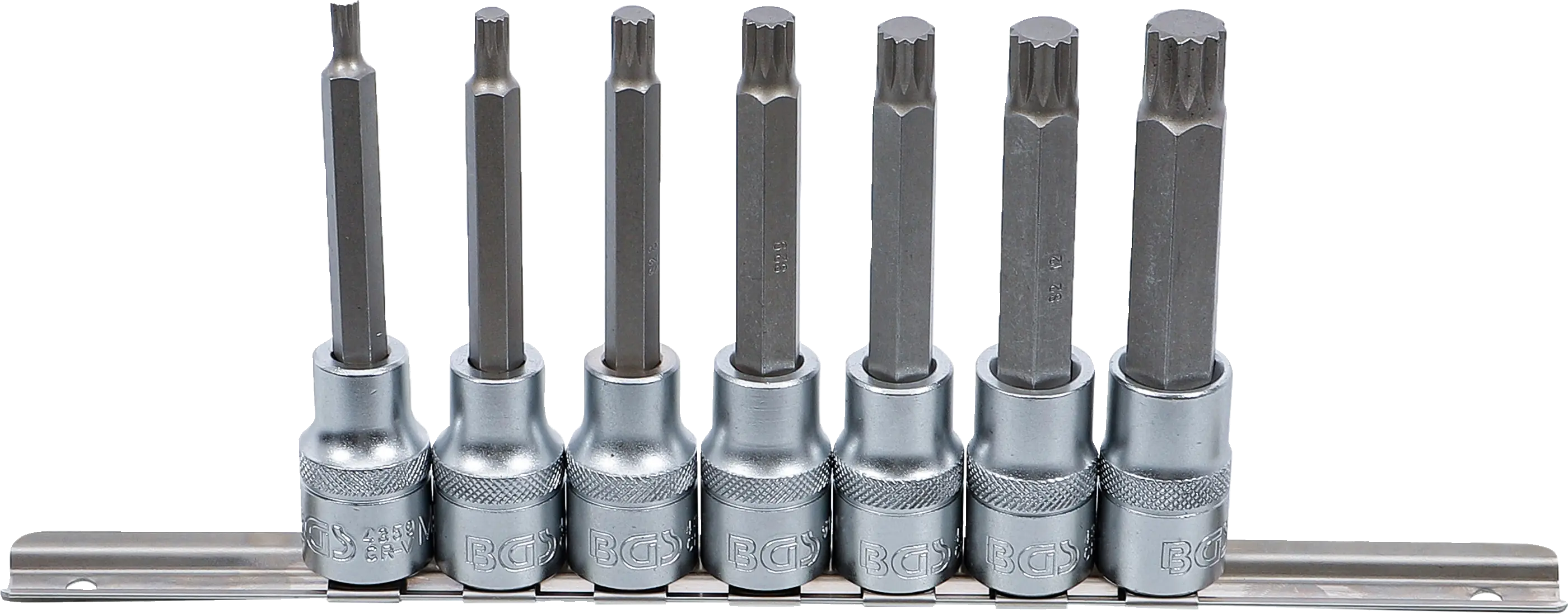 Jeu de douilles à embouts | 12,5 mm (1/2") | Denture multiple intérieure (pour XZN) M5 - M14 | 7 pièces