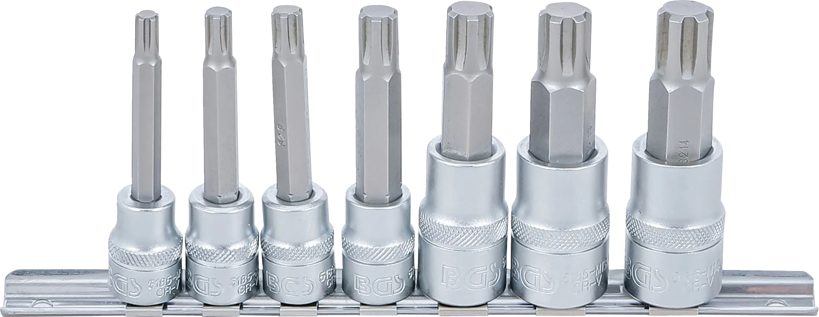 Jeu de douilles à embouts | 10 mm (3/8") / 12,5 mm (1/2") | Profil cannelé (pour Ribe) M6 - M14 | 7 pièces